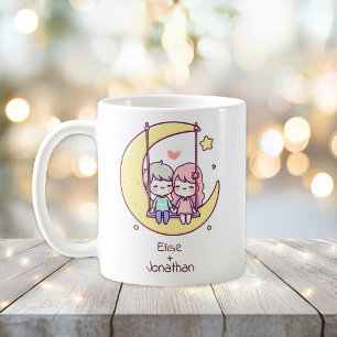 Caneca De Café Casal móvel personalizado Chibi-Style
