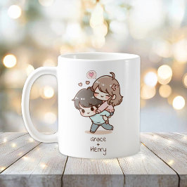 Caneca De Café Casal para Reprodução Personalizada de Estilo Chib