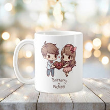 Casal personalizado de Namorados Chibi-Style