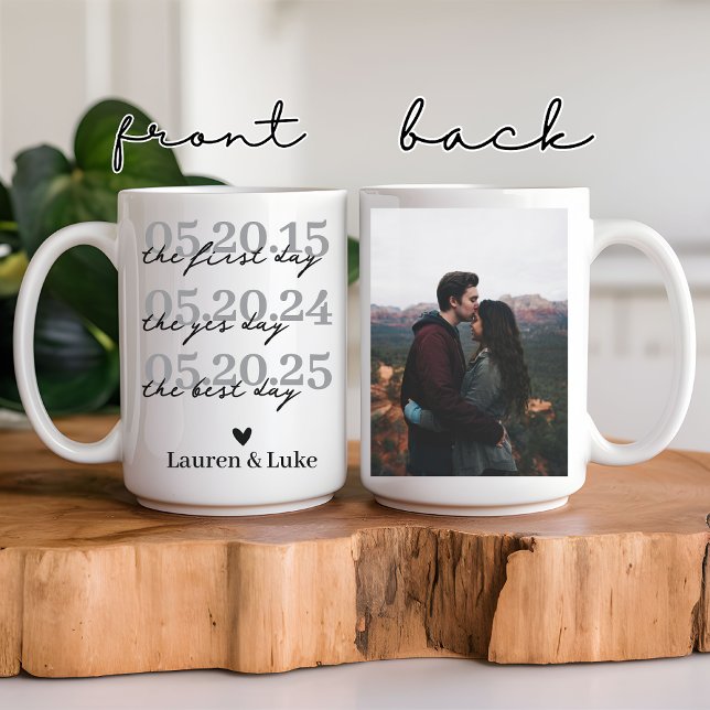 Caneca De Café Casal personalizado para recém-casados Foto e Mug  (custom wedding photo mug, wedding date mug, personalized couple mug, newlyweds gift, engagement gift)