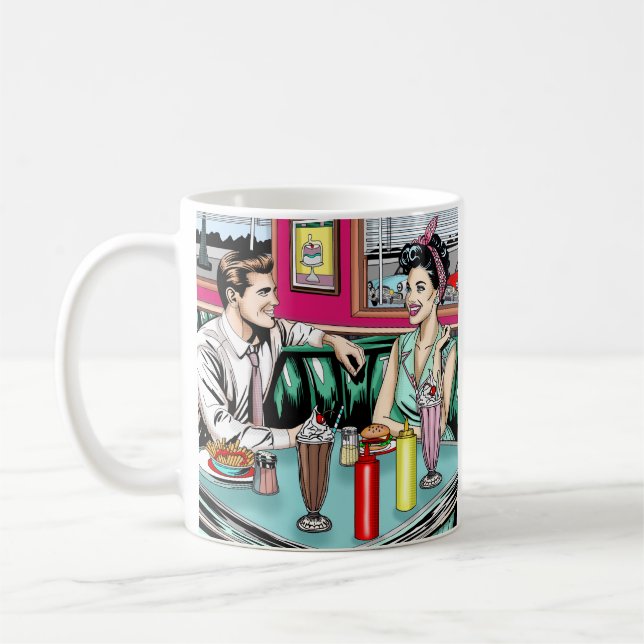 Caneca De Café Casal retrô da década de 1950 no Jantar (Esquerda)
