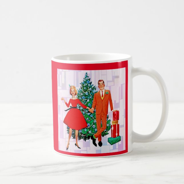 CANECA DE CAFÉ CASAL RETRO DE NATAL DE 1950 (Direita)