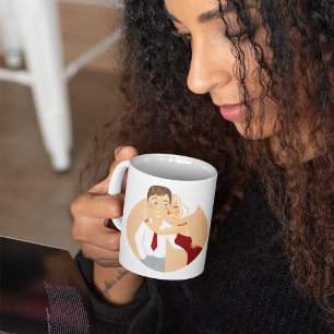 Caneca De Café Casal Romântico Beijo Amor Fofo