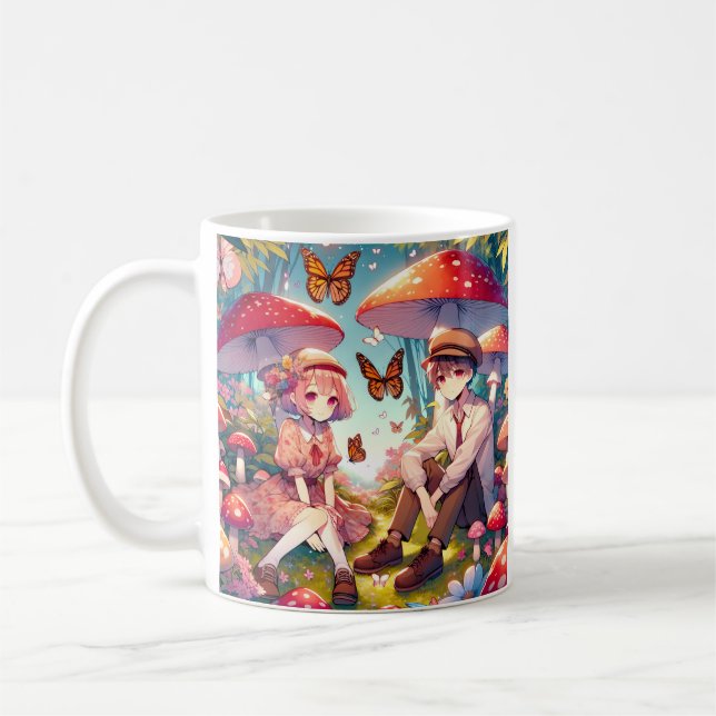 Caneca De Café Casal Romântico de Animação Personalizado (Esquerda)