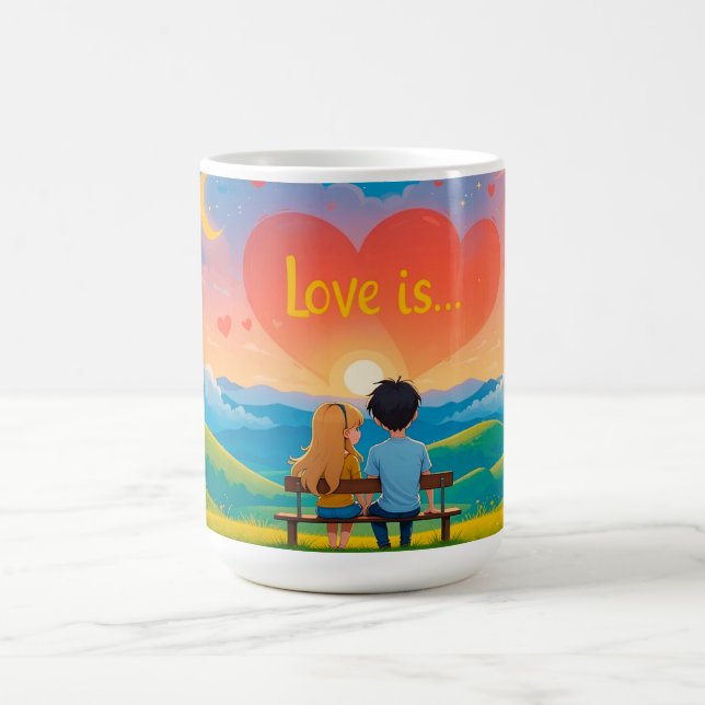 Caneca De Café Casal Sentado num Banco (Centro)