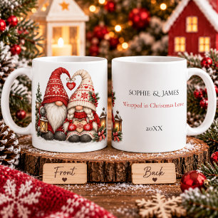 Caneca De Café Casal Tomte de Natal Nórdico Inverno Escandinavo