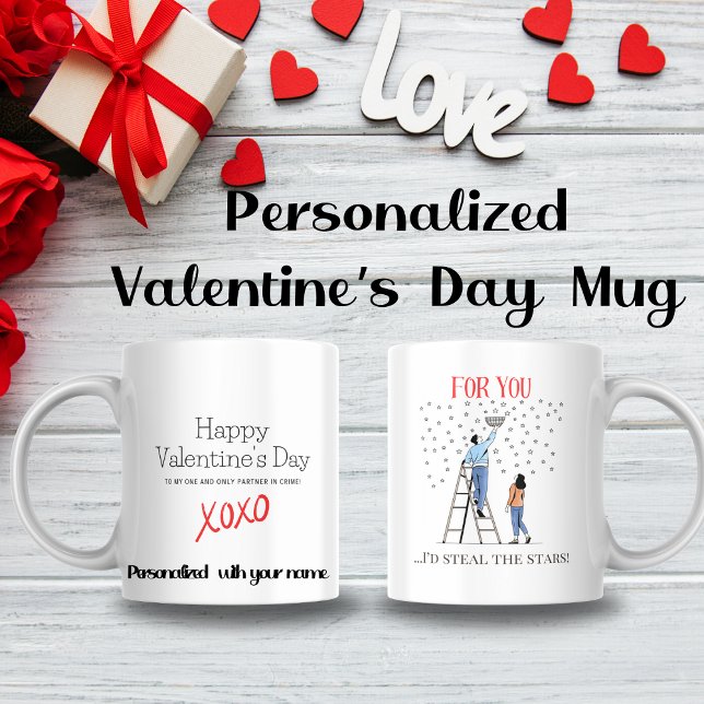 Caneca De Café Casal Whimsical "Para você eu roubaria as estrelas (Criador carregado)