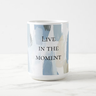 Caneca De Café Casamento Abstrato Creme Branco Azul
