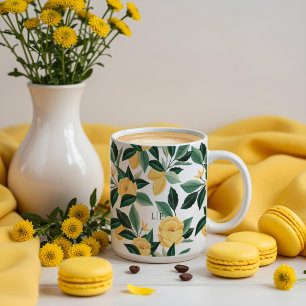 Caneca De Café Casamento Amarelo Elegante de Árvore Floral de Fl