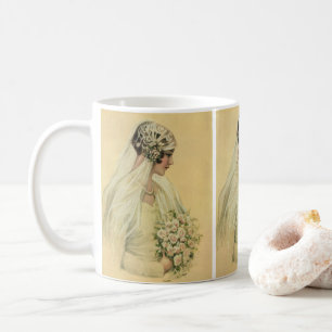Caneca De Café Casamento Antigo, Retrato Nupcial de Noiva Vitoria
