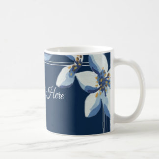 Caneca De Café Casamento Azul-Floral Azul Vitoriano