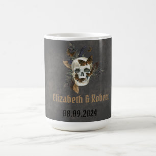 Caneca De Café Casamento Borboletas Caveira Floral Gótica