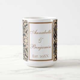 Caneca De Café Casamento brilhante e Dourado Faux
