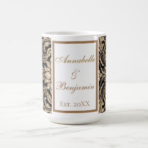 Caneca De Café Casamento brilhante e Dourado Faux