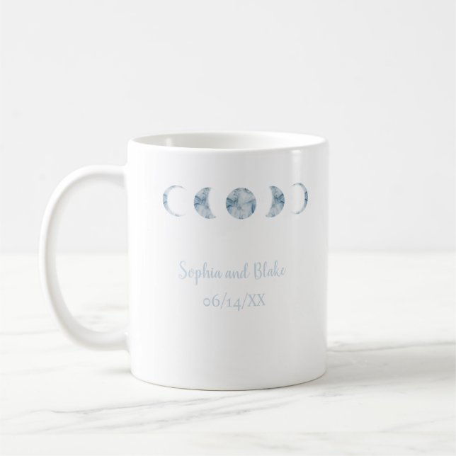 Caneca De Café Casamento Celestial de Lua Minimalista (Esquerda)