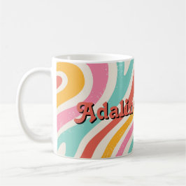 Caneca De Café Casamento Colorido Ondulado Retro Groovy dos Anos