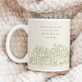 Caneca De Café Casamento com Arte de Linha do Parque Nacional de 