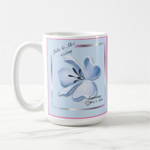 Caneca De Café Casamento com Flor Azul brilhante