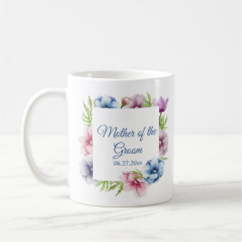 Caneca De Café Casamento de Flor com Anêmona de Aquarela