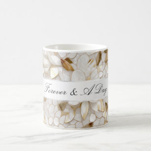 Caneca De Café Casamento de Flores de Lotus Brancos de Glam Doura