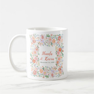 Caneca De Café Casamento de Flores Florais de Primavera