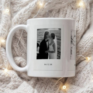 Caneca De Café Casamento de Fotos Polaroid de Casal Minimalista 3