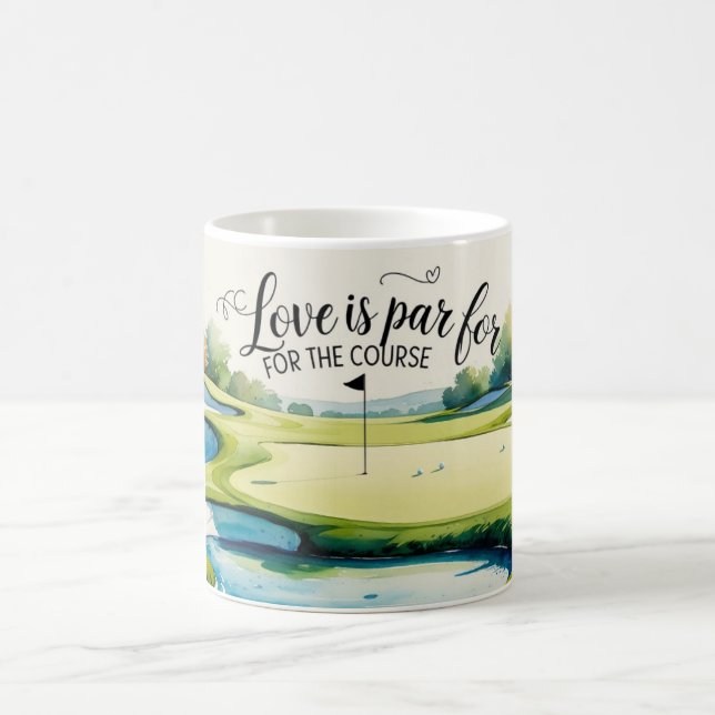 Caneca De Café Casamento de golfe no curso (Centro)