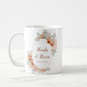 Caneca De Café Casamento de Grama de Pampas Terracota Boho