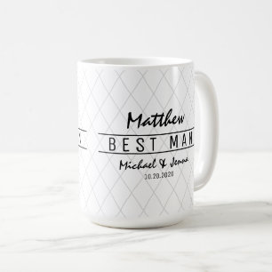 Caneca De Café Casamento de Melhor Homem Personalizado Elegante H