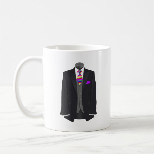 Caneca De Café Casamento do Homem de Honra Rainbow Tie Tuxedo (Esquerda)