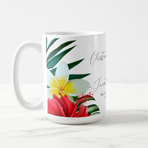Caneca De Café Casamento Elegante de Flores Tropicais Havaianas e