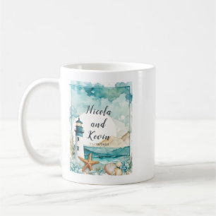 Caneca De Café Casamento Farol Náutico 