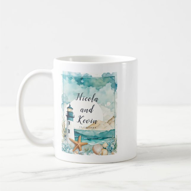 Caneca De Café Casamento Farol Náutico  (Esquerda)