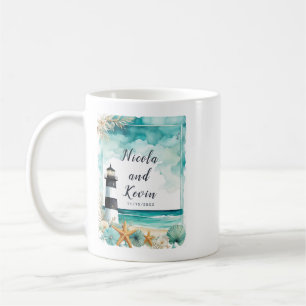 Caneca De Café Casamento Farol Náutico 