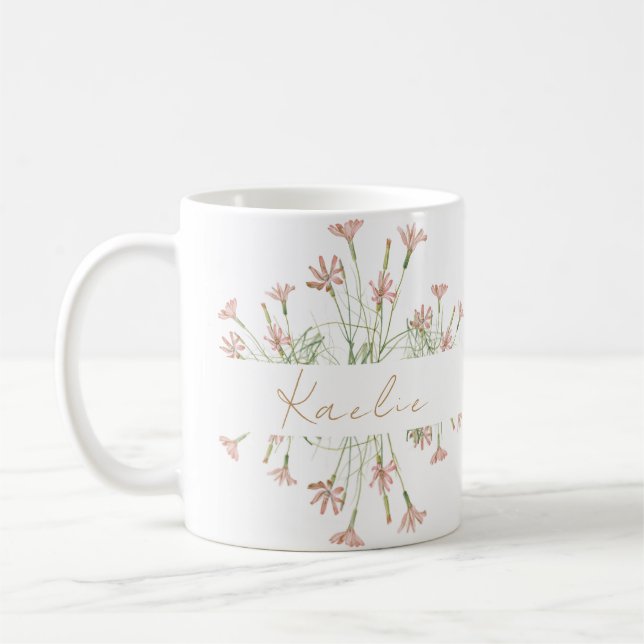 Caneca De Café Casamento Flor Selvagem Charme Elegante  (Esquerda)