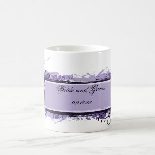 Caneca De Café Casamento Floral Abstrato Roxo