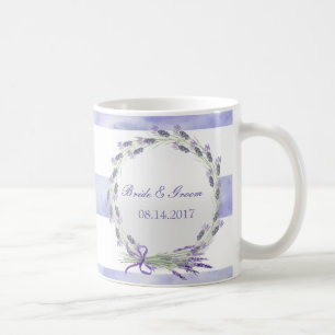 Caneca De Café Casamento Floral de Flor Roxo-Lavanda