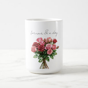 Caneca De Café Casamento Floral de Rosas Rosa Vermelhas Romântica