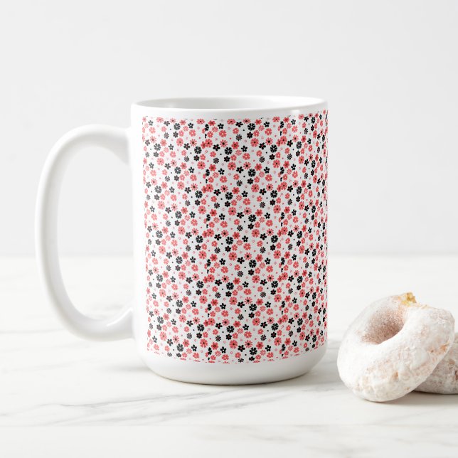 Caneca De Café Casamento Floral Monograma Moderno (Com Donut)