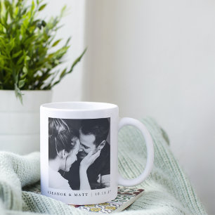Caneca De Café Casamento Foto Casal Preto Branco Minimalista Pers