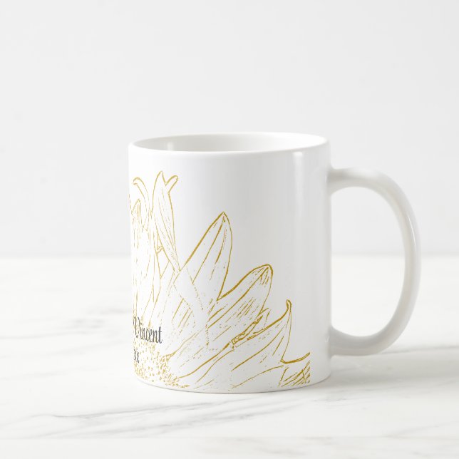Caneca De Café Casamento Gráfico de Girassol Amarelo (Direita)