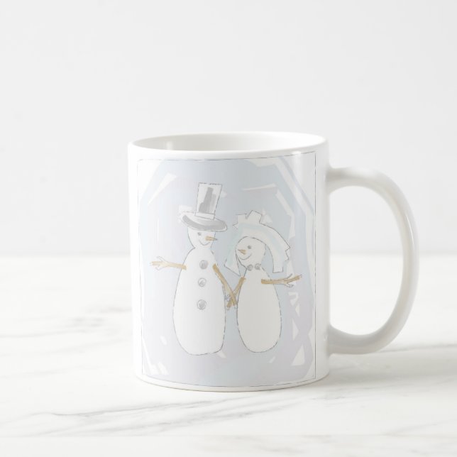 Caneca De Café casamento no inverno Snowman Bride e Groom (Direita)