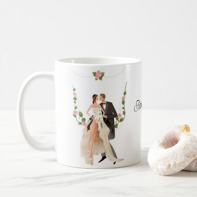 Caneca De Café Casamento Personalizado  (Com Donut)