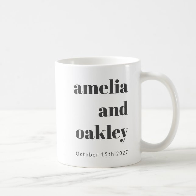 Caneca De Café Casamento Personalizado De Retrô Branco Negro Mini (Direita)