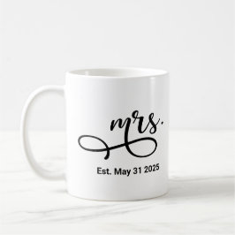 Caneca De Café Casamento Personalizado do Script Moderno Negro Re