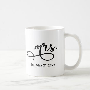 Caneca De Café Casamento Personalizado do Script Moderno Negro Re