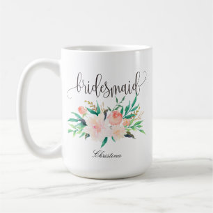 Caneca De Café Casamento Personalizado Por Bridesmaid Floral -1