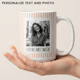 Caneca De Café Casamento Personalizado Retro Laranja Listras Sr e