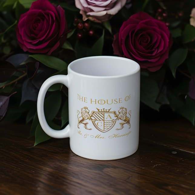 Caneca De Café Casamento Real Muse Medieval do Leão de Fantasia (Royal Muse Medieval Fantasy Lion Emblem Wedding Coffee Mug)
