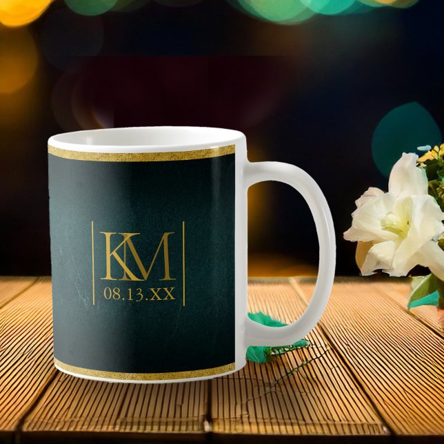 Caneca De Café Casamento Romance Luar Esmeralda Verde ID881 (Criador carregado)